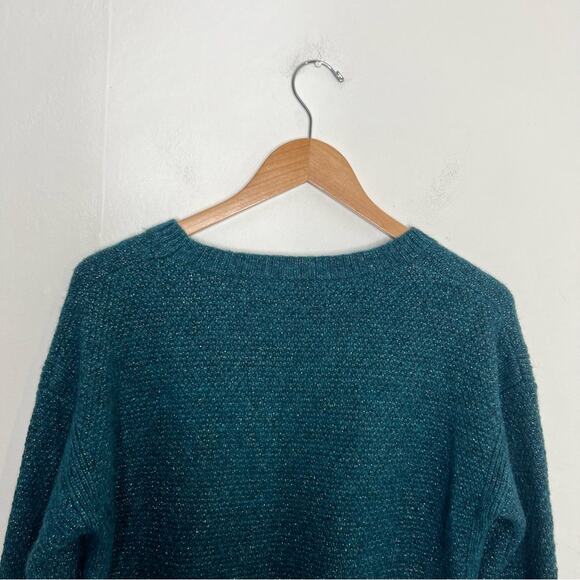 Banana Republic Filpucci Fine Italian Green Teal Silver Yarn Sweater Size Medium - Picture 7 of 12